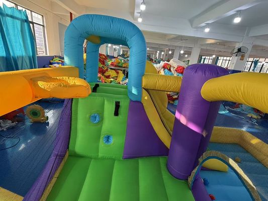 Poliéster Oxford Inflatable Violeta Amarillo Azul Deslizador Con Juego de Lanzamiento