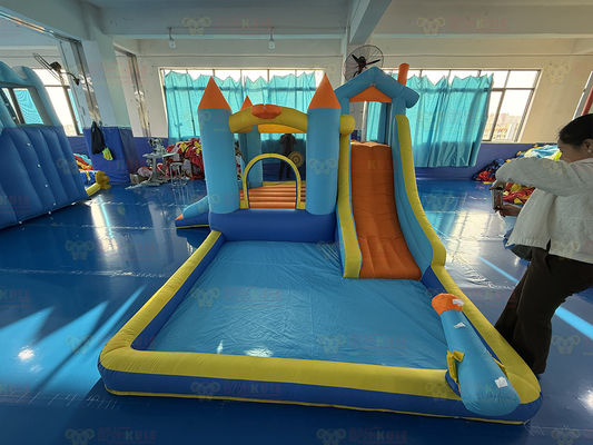 Poliéster Oxford Flotable Azul y Naranja tobogán acuático para niños Parque de diversiones