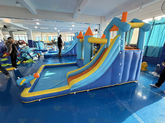 Poliéster Oxford Flotable Azul y Naranja tobogán acuático para niños Parque de diversiones