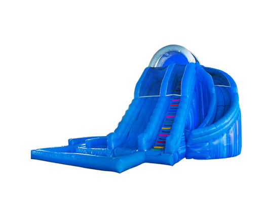 Azul Inflable Con Deslizamiento Y Piscina Sentimiento de verano