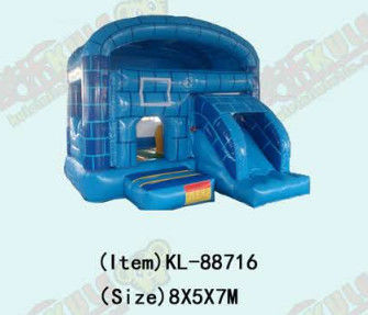 Pequeño castillo de salto azul gran muralla niños parque de diversiones inflable