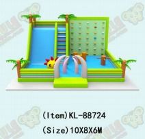Zona de diversión inflable tropical personalizada con obstáculos para escalar