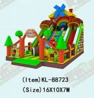 Parque infantil inflable de granja con tobogán de arcoíris personalizado