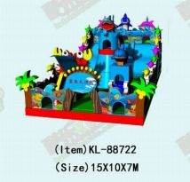 Inflable con temática marina: Slide de tiburón y más azul personalizado