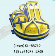Deslizador de diversiones inflables amarillo - azul: Equipos divertidos para el parque infantil