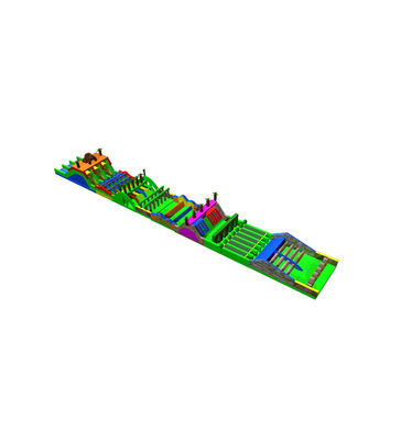 Divertido y dinámico parque de obstáculos inflable multicolor
