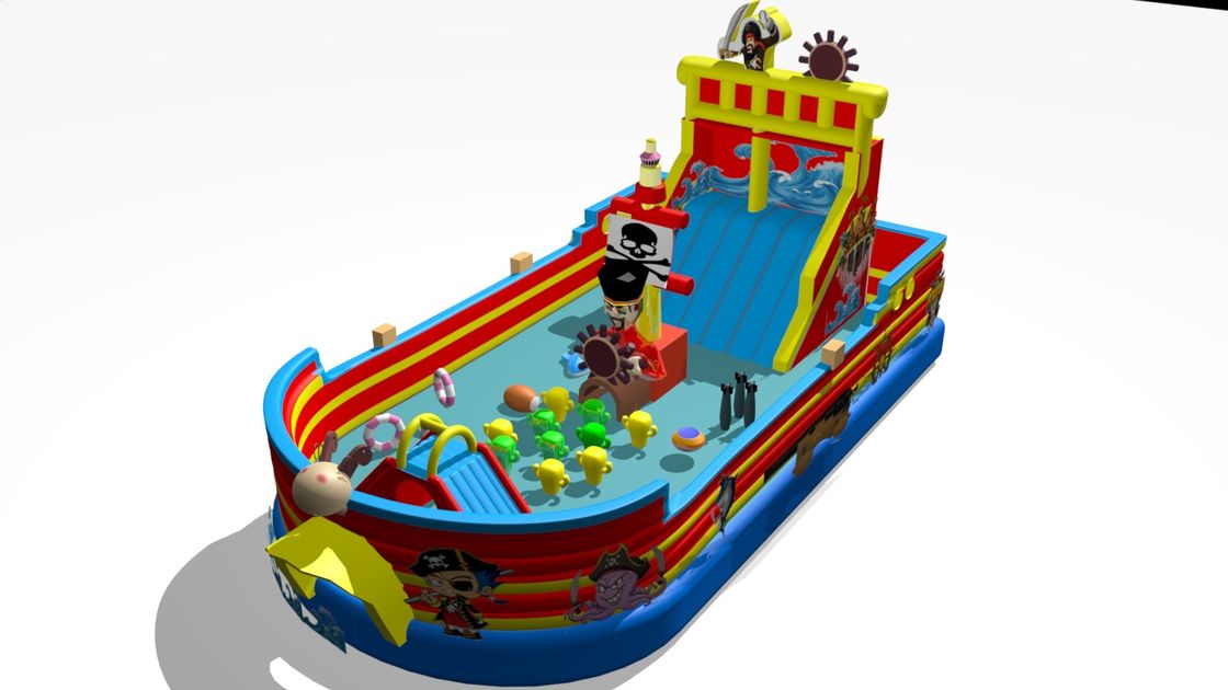 Barco pirata Gran tobogán inflable Puñetazo Azul Rojo Amarillo color
