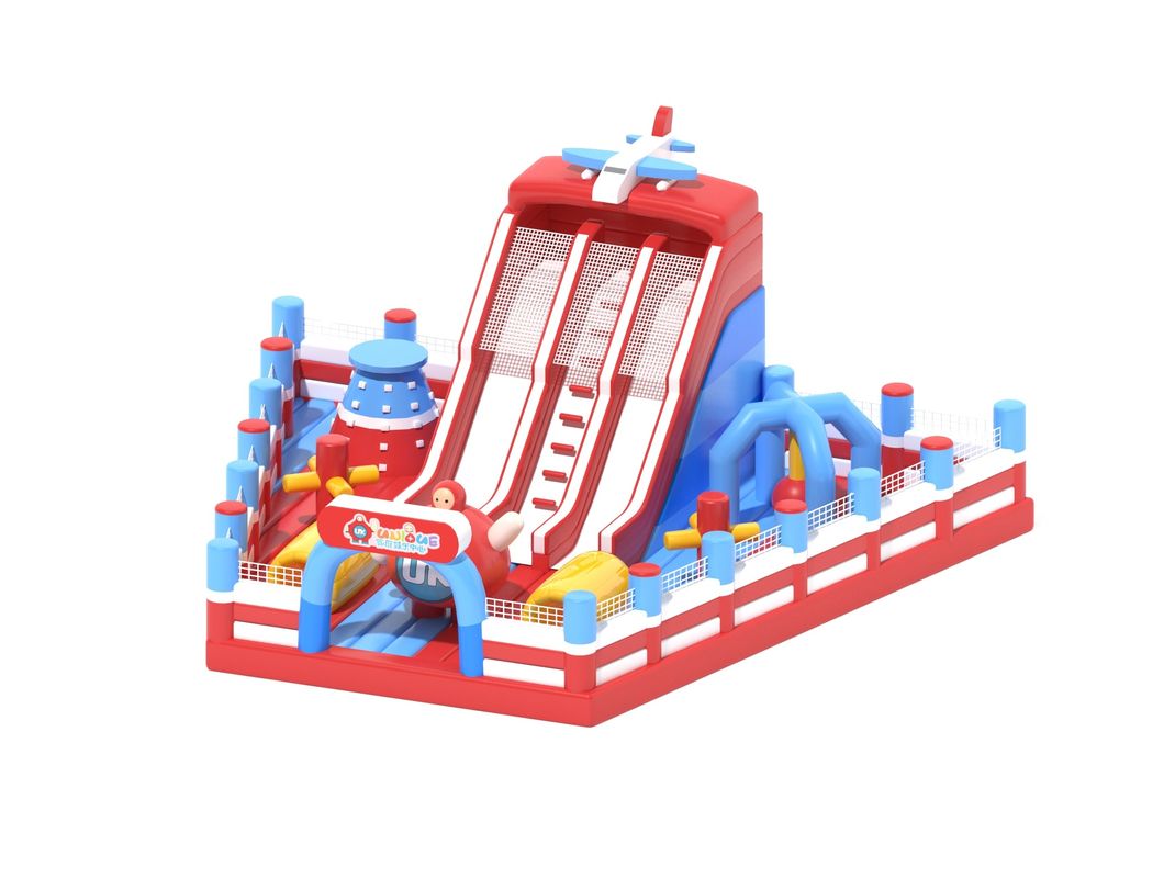Pequeño Castillo Comercial Inflable Rojo Azul Blanco Color