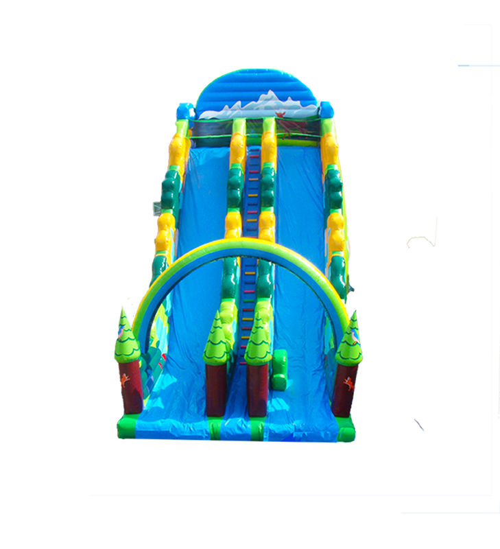 Color Azul Parque de diversiones Inflable Gran tobogán para alquiler