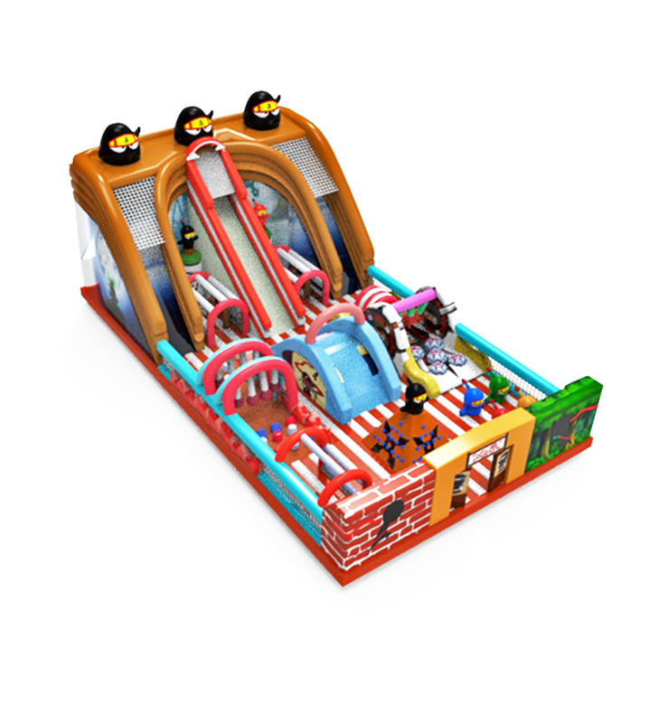 Rojo y verde IP personalizado Colorido Parque de diversiones para niños Deslizador inflable