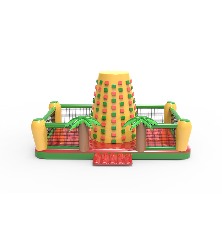 Escalada Hinchable: Un Divertido Parque de Aventuras al Aire Libre con Palmeras Tropicales