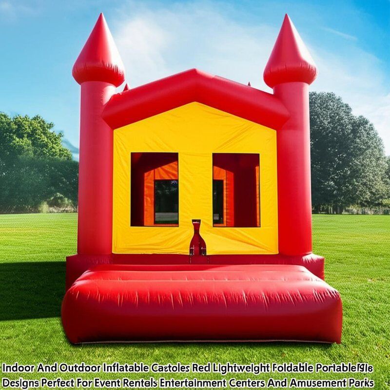 Indoor And Outdoor Inflatable Castles Red Lightweight Foldable Portable Designs Perfect For Event Rentals Entertainment Centers And Amusement Parks