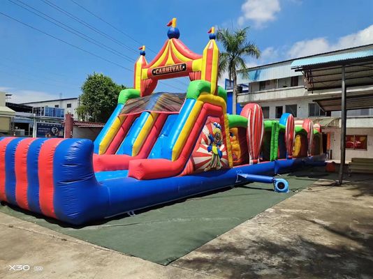 Curso de obstáculos de carnaval inflable personalizado para alquiler y venta