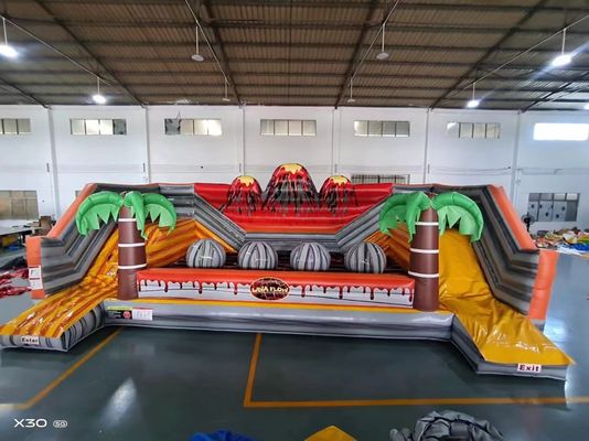 Danger Volcano Challenge Juegos inflables al aire libre con palmeras